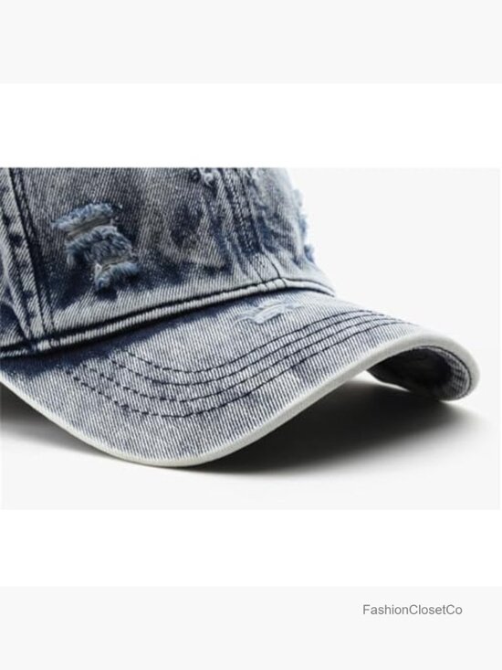 Unconstructed Cotton Denim Baseball Cap Vintage Distressed Dad Hat Trucker main image 7